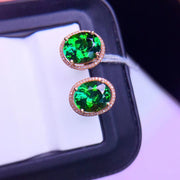 5.28ctw Certified Natural Tourmaline & Diamond Earrings 18K White Gold